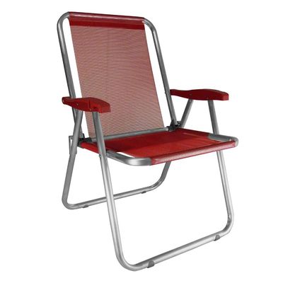 Cadeira Praia Max Alumínio Oversize Reforçada Até 140kg Zaka Vermelho