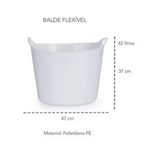 Balde Flexivel Cesto Multiuso Branco Roupa Brinquedos 42L