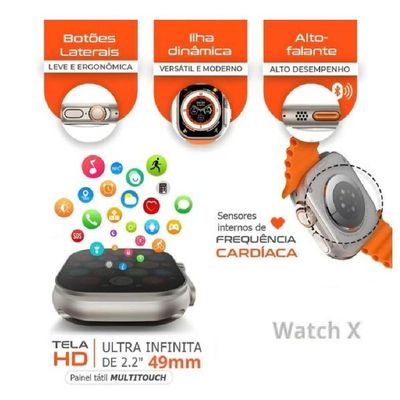 Relógio Digital Smartwatch Watch Ultra X 49mm Tela Super AMOLED Preto