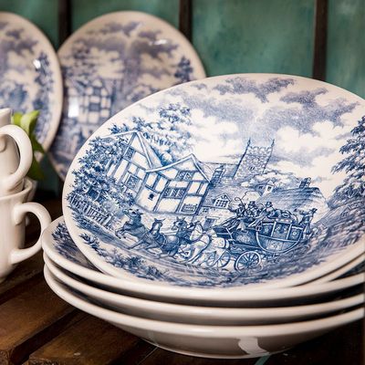Pratos Fundos com Estampa Cena inglesa 21,5cm 12 Unidades - Biona 026836