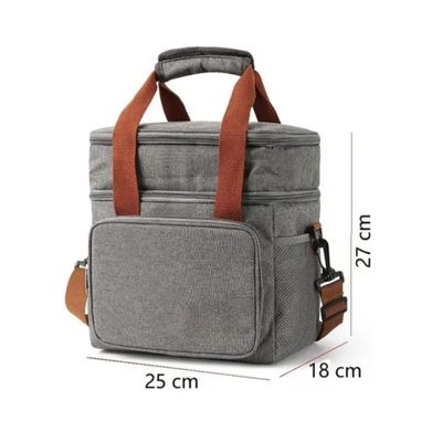 Bolsa Termica Marmita Lancheira Multiuso Alça Trabalho Passeio Academia Dois compartimentos Cinza
