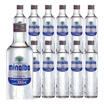 AGUA MINERAL MINALBA PREMIUM SEM GÁS 300ML -PACK COM 12 UNID
