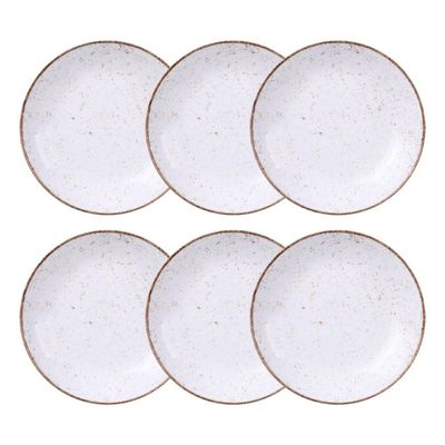 Jogo de Pratos Fundo 6 Peças Rústico 22 cm Porcelana Decorada Tramontina