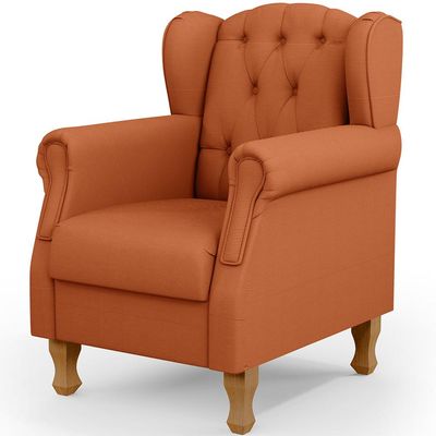 Poltrona De Amamentação Yara P02 Com Puff Paris L02 Tecido Terracota - Lyam Decor