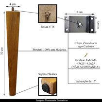 Pé Palito Madeira Quadrado 30cm e Chapinha Aço Inclinada 15º Mel/Zincado G75 / G59 - Gran Belo