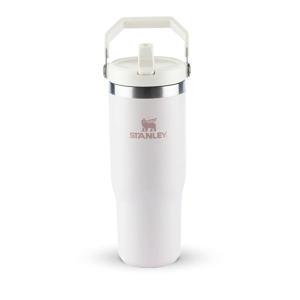 TUMBLER STANLEY TÉRMICA FLIP STRAW EM AÇO INOXIDÁVEL 887ML ROSE QUARTZ 08358-00
