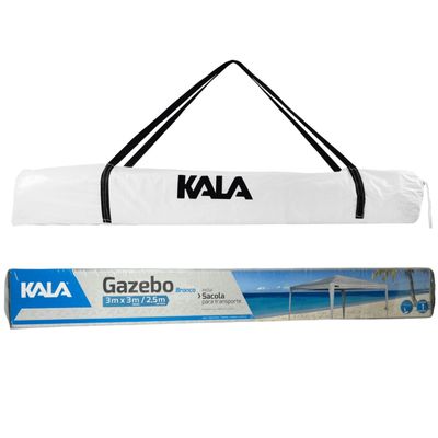 Tenda Praia Gazebo Barraca 3x3 Branca Camping Bco Aço Kala