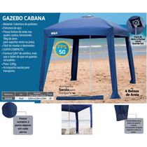 Guarda Sol Cabana Gazebo 2,2x 2,2m Portátil Kala Para Praia