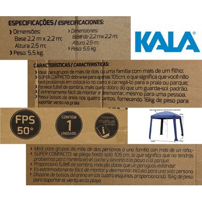 Guarda Sol Cabana Gazebo 2,2x 2,2m Portátil Kala Para Praia