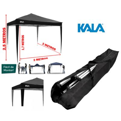 Tenda Gazebo Dobrável 3x3 Sanf Praia Jardim Campo Preto Kala