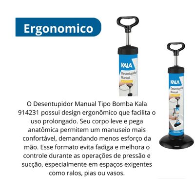 Desentupidor Manual De Vaso Pia Bomba Sucção Multiuso Kala