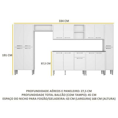 Cozinha Compacta Multimóveis Fg3155 Armário E Balcão Branca