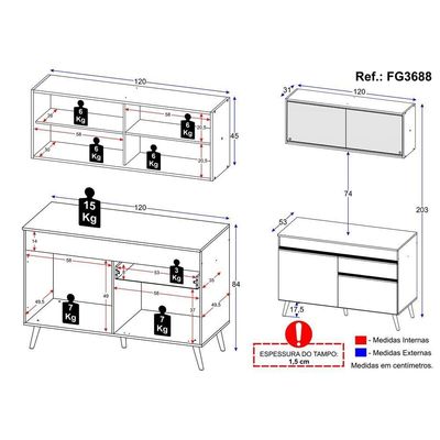 Cozinha Compacta Multimóveis Fg3688 Armário E Balcão Preta
