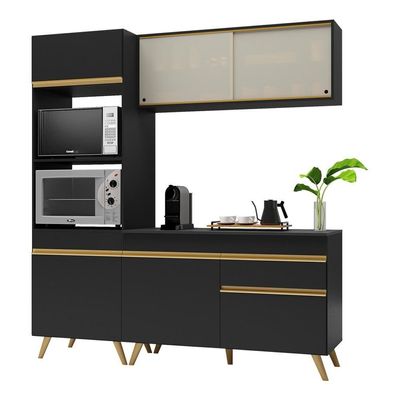 Cozinha Compacta Multimóveis Fg3695 Armário E Balcão Preta