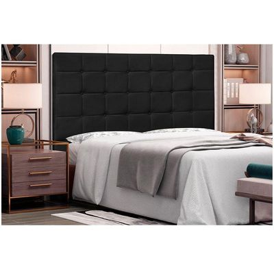 Cabeceira Verona Cama Box King 195 Cm Corino Preto