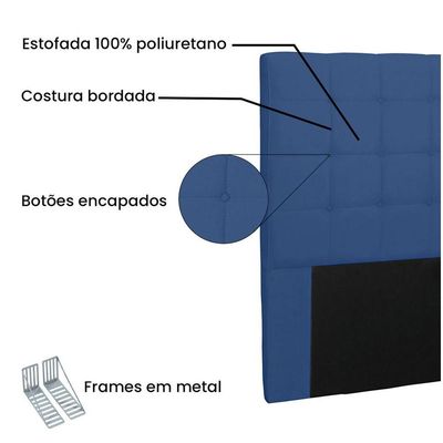 Cabeceira Verona Cama Box King 195 Cm Azul Marinho