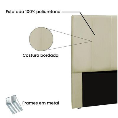 Cabeceira Arizona Cama Box King 195 Cm Corino Bege
