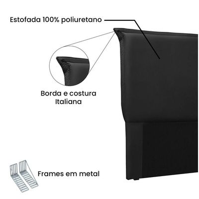Cabeceira Garden Cama Box King 195 Cm Corino Preto