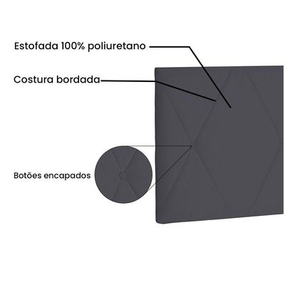 Cabeceira Aquilla Cama Box King 195 Cm Cinza