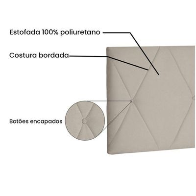 Cabeceira Aquilla Cama Box King 195 Cm Bege