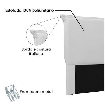 Cabeceira Garden Cama Box Casal 140 Cm Corino Branco