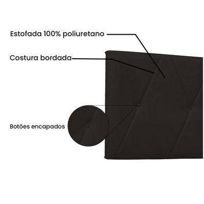 Cabeceira Aquilla Cama Box King 195 Cm Corino Marrom