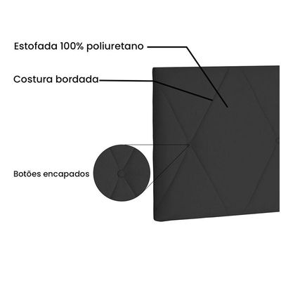 Cabeceira Aquilla Cama Box Queen 160 Cm Preto