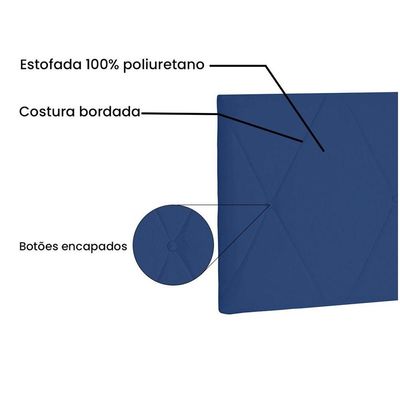 Cabeceira Aquilla Cama Box Queen 160 Cm Azul Marinho