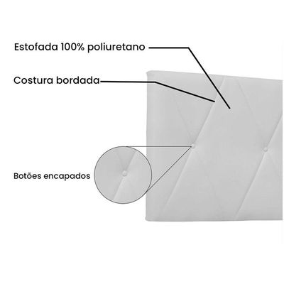 Cabeceira Aquilla Cama Box Casal 140 Cm Corino Branco