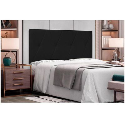 Cabeceira Aquilla Cama Box Casal 140 Cm Corino Preto