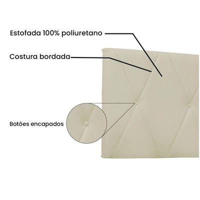 Cabeceira Aquilla Cama Box Casal 140 Cm Corino Bege
