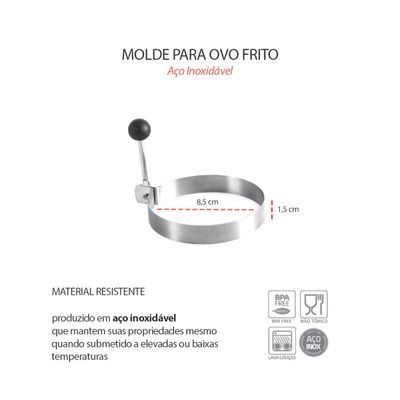 Molde para Ovo Frito Redondo Forma Inox Lanchonete 8,5cm 2un