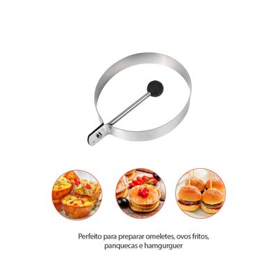 Molde para Ovo Frito Redondo Forma Inox Lanchonete 8,5cm 2un