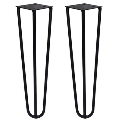 Kit 2 Pés de Metal 25 CM Hairpin Legs Mesas de Centro Puffs Preto G41
