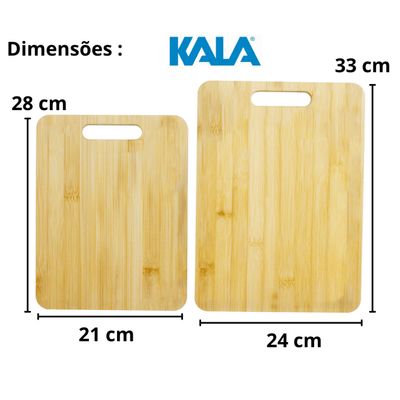 2 Tabuas De Carne Madeira Bambu Churrasco Grande Media Kala