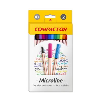 Caneta Hidrográfica Compactor Microline 0.4mm com 12 Unidades UNICA