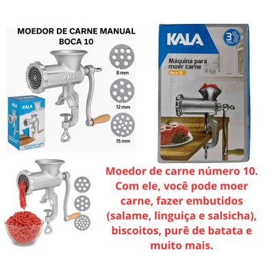 Moedor De Carne Maquina De Moer 03 Discos Número 10 Kala