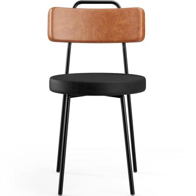 Kit 08 Cadeiras Decorativas Estofada Para Sala Jantar Barcelona L02 Couríssimo Camel Preto - Lyam
