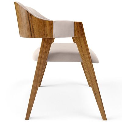 Cadeira Para Sala de Jantar e Estar Living Estofada Suran L02 Suede Bege - Lyam