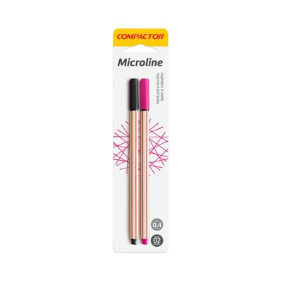 Caneta Hidrográfica Compactor Microline 0.4mm Preta e Rosa 2 Unidades UNICA