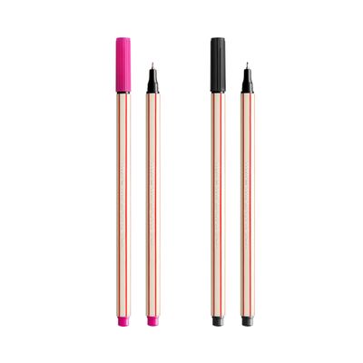 Caneta Hidrográfica Compactor Microline 0.4mm Preta e Rosa 2 Unidades UNICA