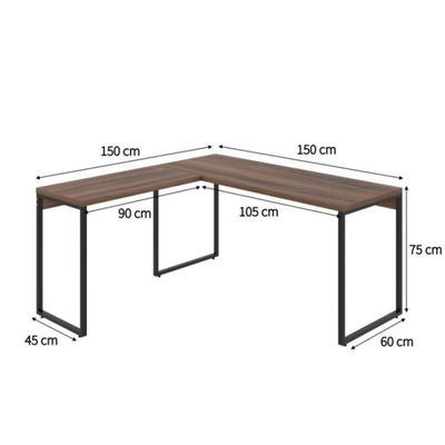 Conjunto de Mesa Kuadra Nogal 150 cm com Cadeira de Escritório Diretor Giratória Oslo Preta