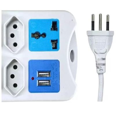 Régua Extensão Elétrica 9 Tomadas Com 2 Usb e Cabo 2 Metros