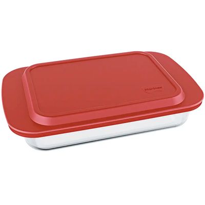 Lasanheira de Vidro Marinex Clássica com Tampa Retangular 5L - Nadir 6538
