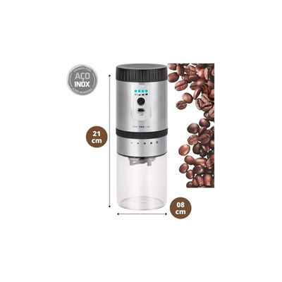 Kit Moedor de Café Elétrico a Bateria Recarregável USB e Coador Reutilizável Inox