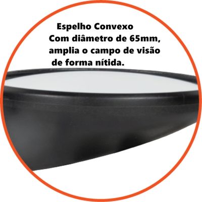 ESPELHO RETROVISOR BIKE REDONDO CONVEXO ARTICULADO 360 GRAUS