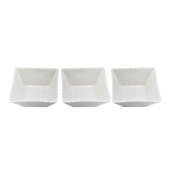 Conjunto 3 Petisqueiras Porcelana Quadrada Full Fit Branca