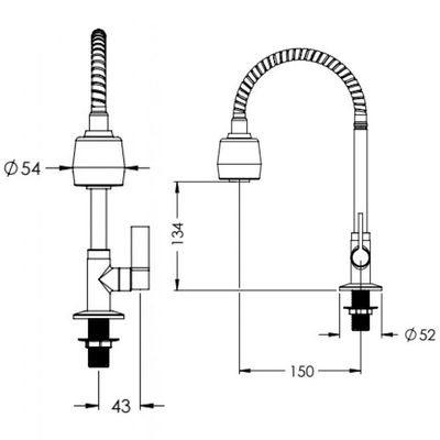 Torneira Para Cozinha Bica Articulada Com Ducha C60 Cromada De Parede - Vtp900cwb - Esteves