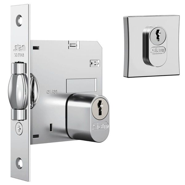 Fechadura 1005 Com Trinco Rolete E Roseta Quadrada Cromado - 10892 - Stam