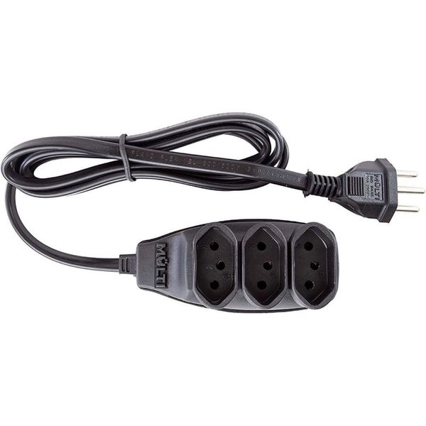 Extensão Preta 3t Tripolar Com 3 Metros 2p+t 10 Ampères 250vac - 01550 - Multicraft
